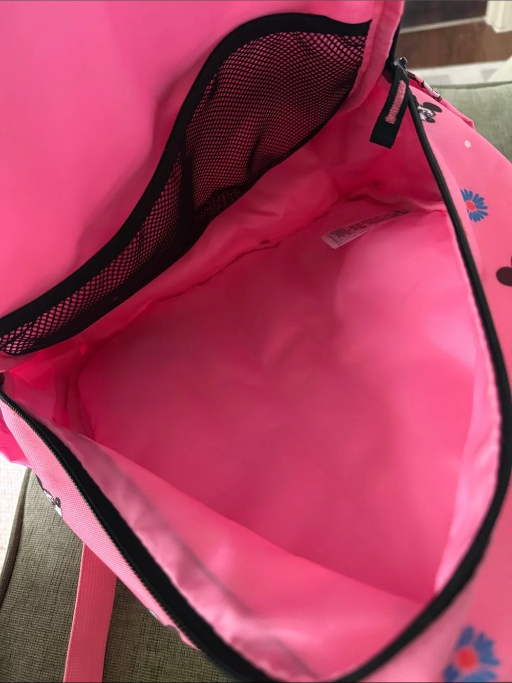 Old Navy Pink Minnie Mouse Floral Kids Backpack with Yellow Bow
